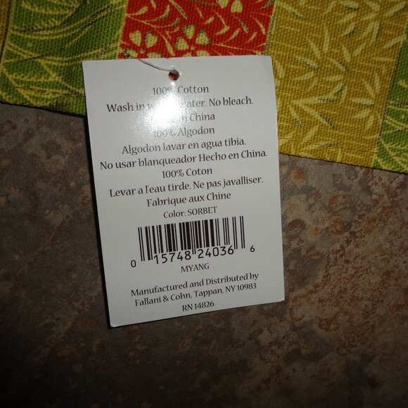 10 Vtg/NEW Dinner Napkins Fallani & Cohn Bamboo stripe gold green orange Cotton - Picture 5 of 8